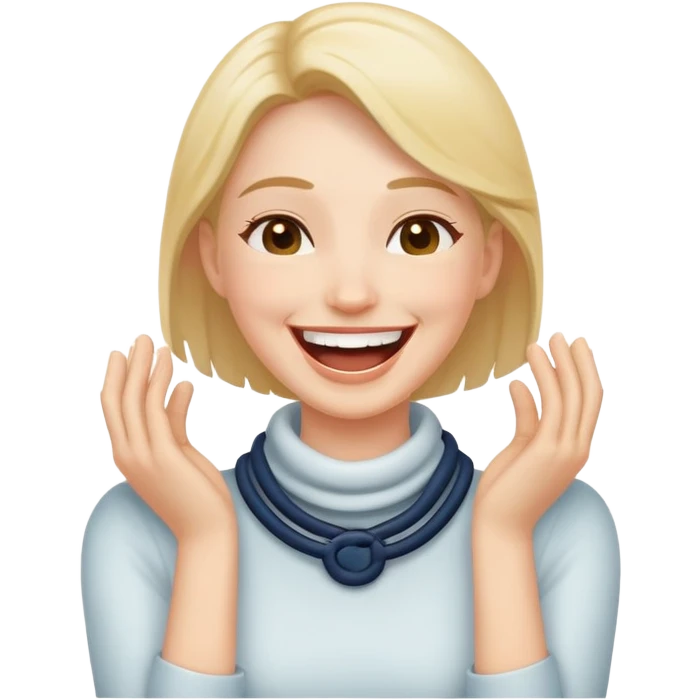 hands around neck with laughing face emoji