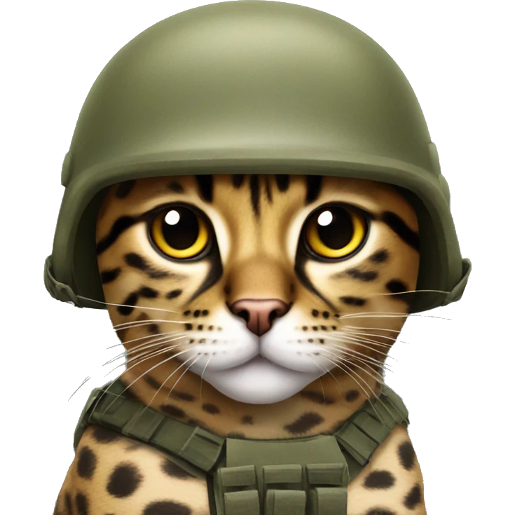 leopard cat in a military helmet emoji