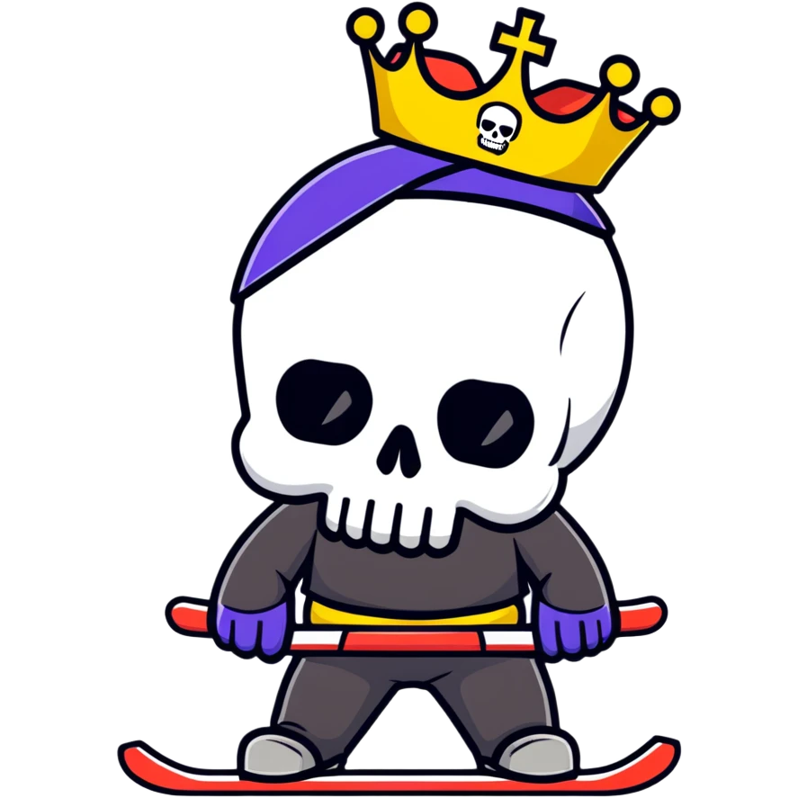 cool skull with a royal crown and a ski mask emoji