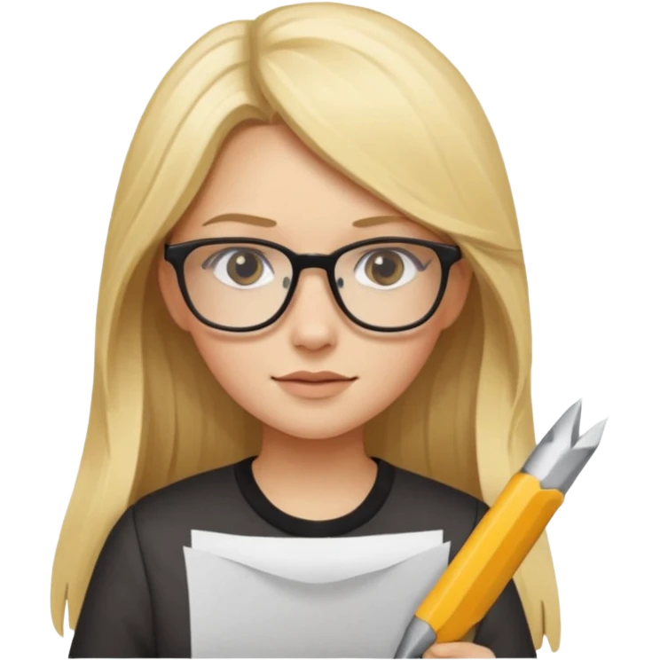 je voudrai un emoji d'une fille aux cheveux longs et blonds avec des lunettes entrain de découper DU PAPIER emoji