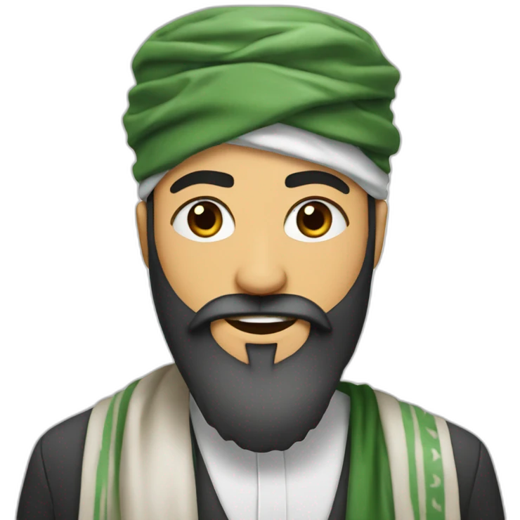 Muslim with a keffieh and a long beard emoji