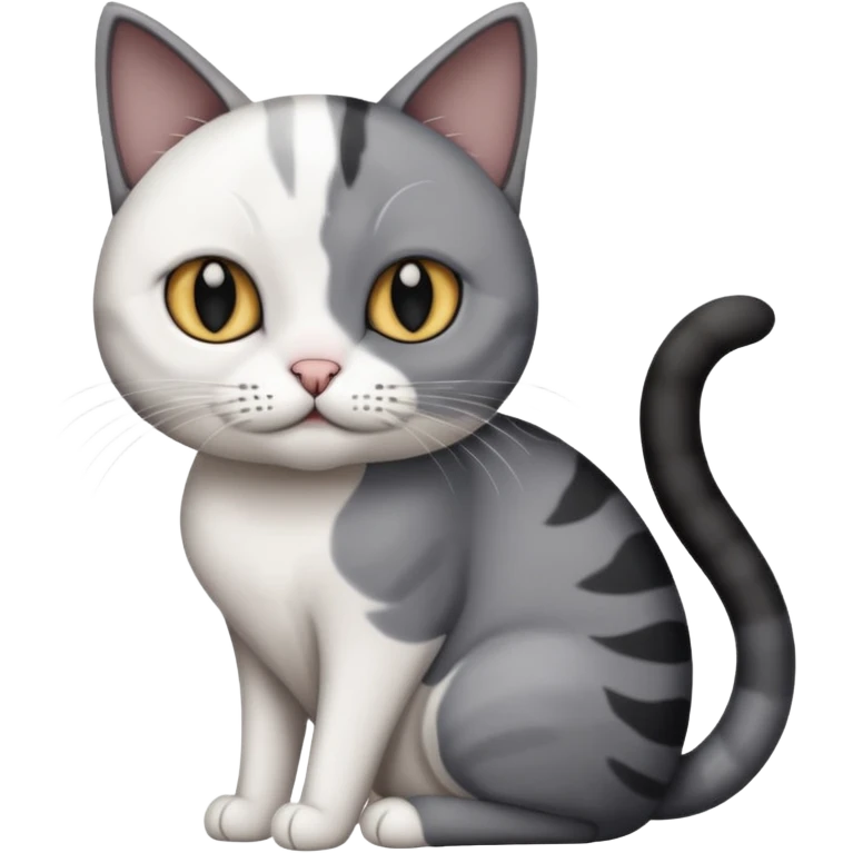 Grey and white cat with black and white cat, make the grey cat a darker grey  emoji
