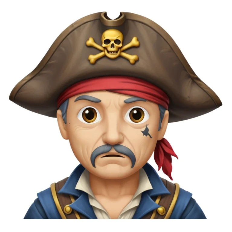 pirate with eye sailing a ship in strom sea background emoji