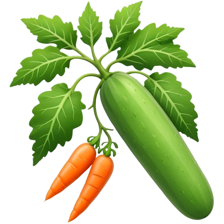 cucumber, eggplant, big carrot, on a branch emoji