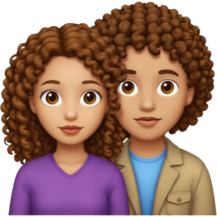 Light skin couple, girl with brown curly hair emoji