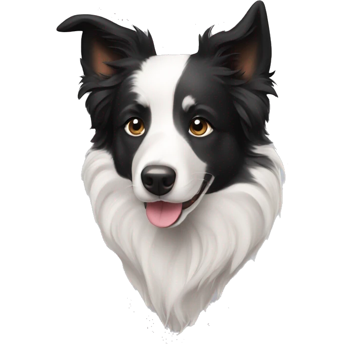 A cute Border Collie with black ears emoji