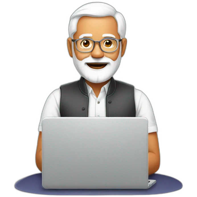 Modi with laptop emoji