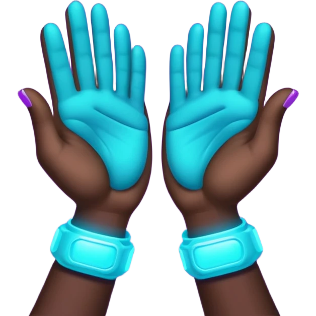 futuristic glowing clapping, purple and cyan glow, dark background emoji