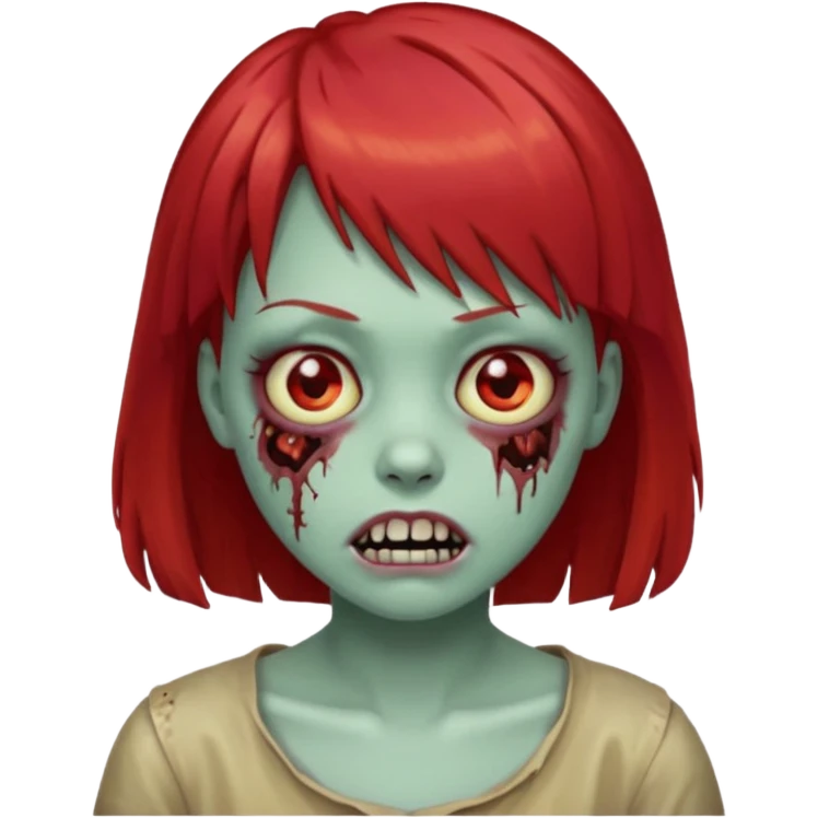 zombie girl with red hair and bangs emoji emoji