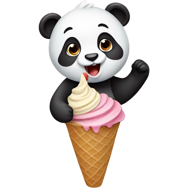 Panda eating ice cream emoji