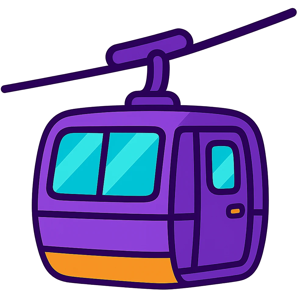 purple cable car, playful cartoon style emoji