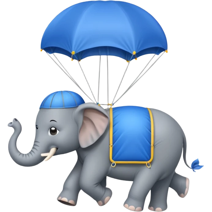 elephant riding blue parachute emoji