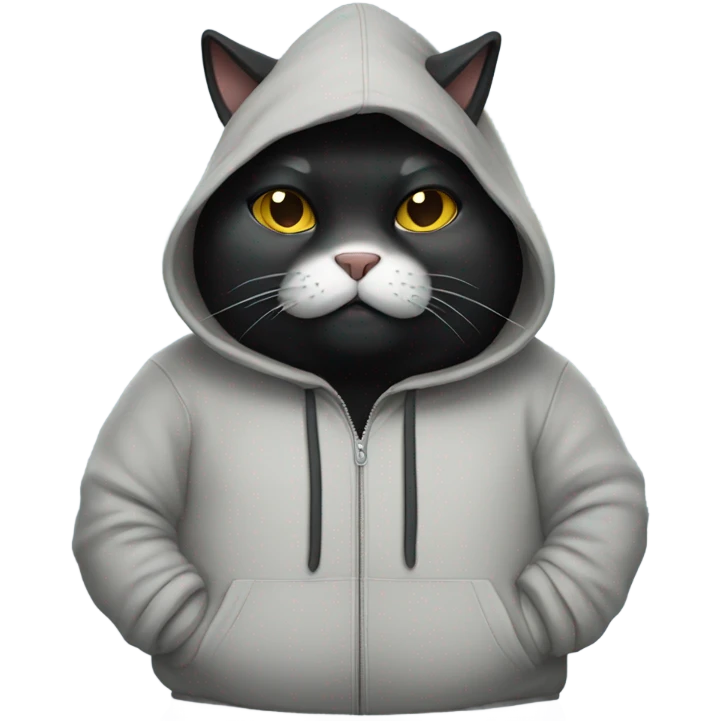 ￼￼ a fat black cat wearing a hoodie emoji