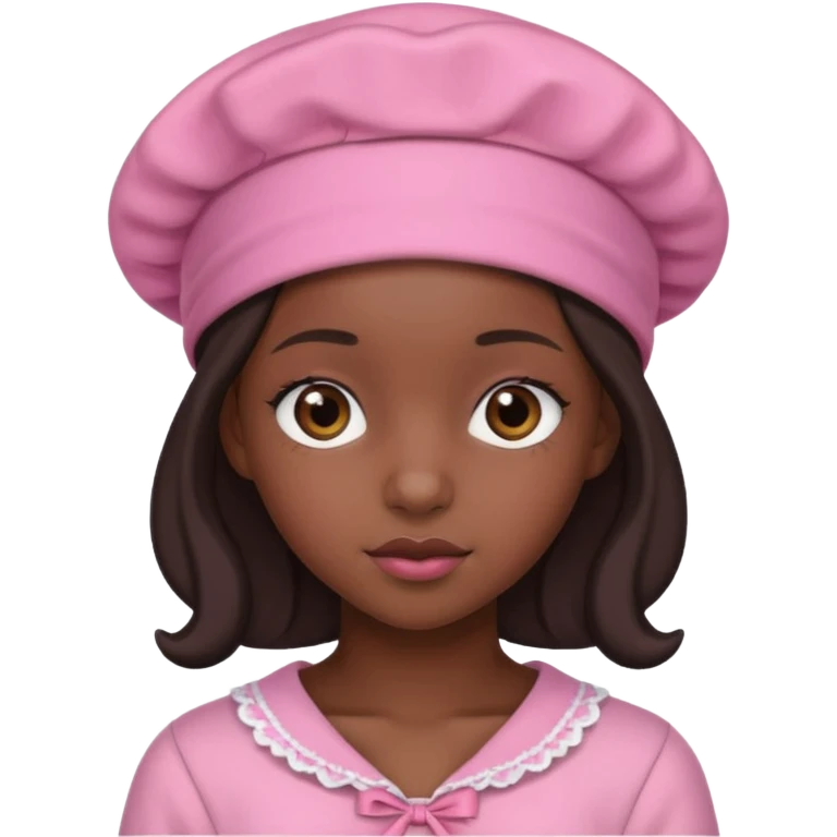 Black girl with pink bonnet teen emoji