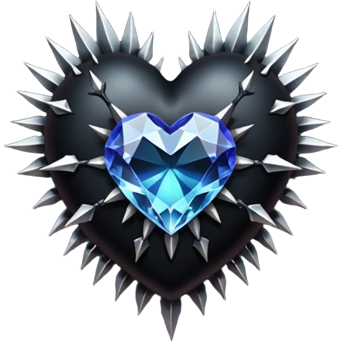 black heart with thorns and a crystal, dark romance emoji
