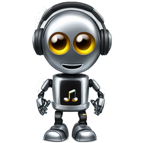 evil chrome robot listening to music emoji
