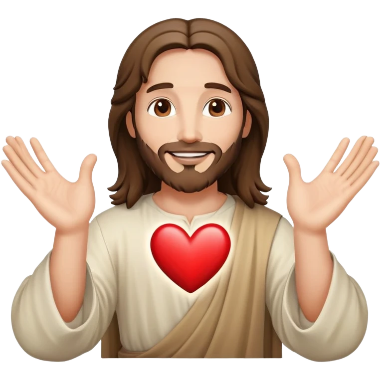Joyful Jesus creating heart shape with hands emoji