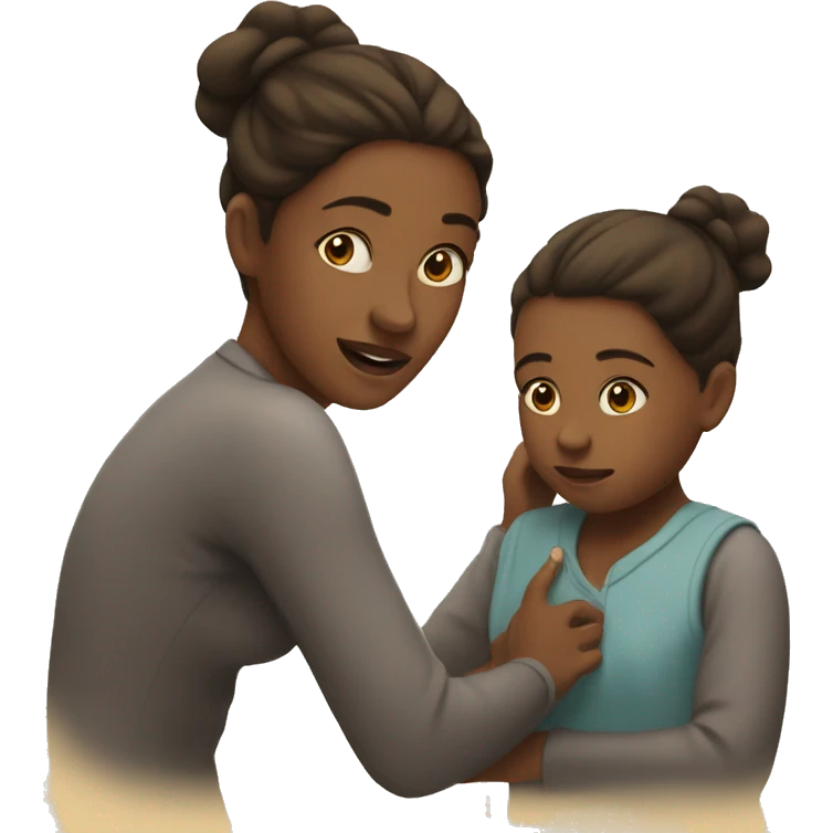 Mama with a girl behind her and she does not notice her emoji