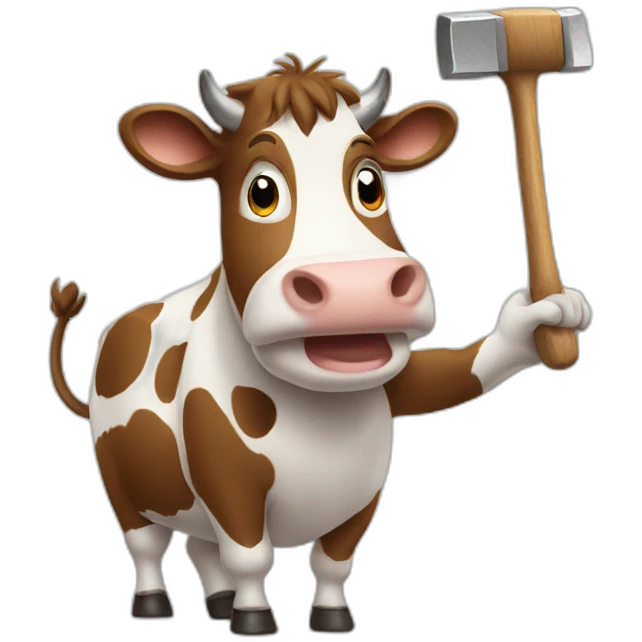 cow waving pan and hammer emoji