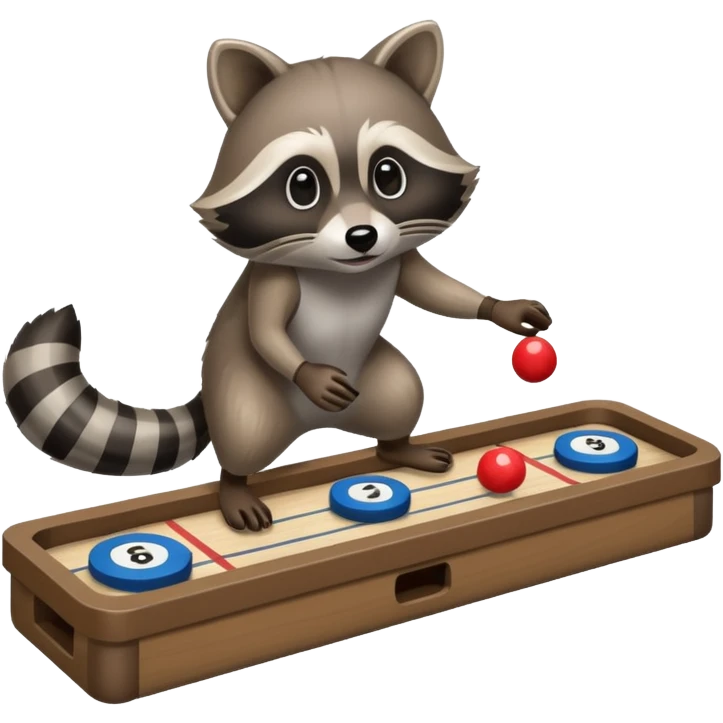 Raccoon playing floor shuffleboard emoji