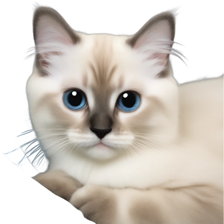 a birman kitten of 7 months cute pretty small face laying on a shoulder emoji