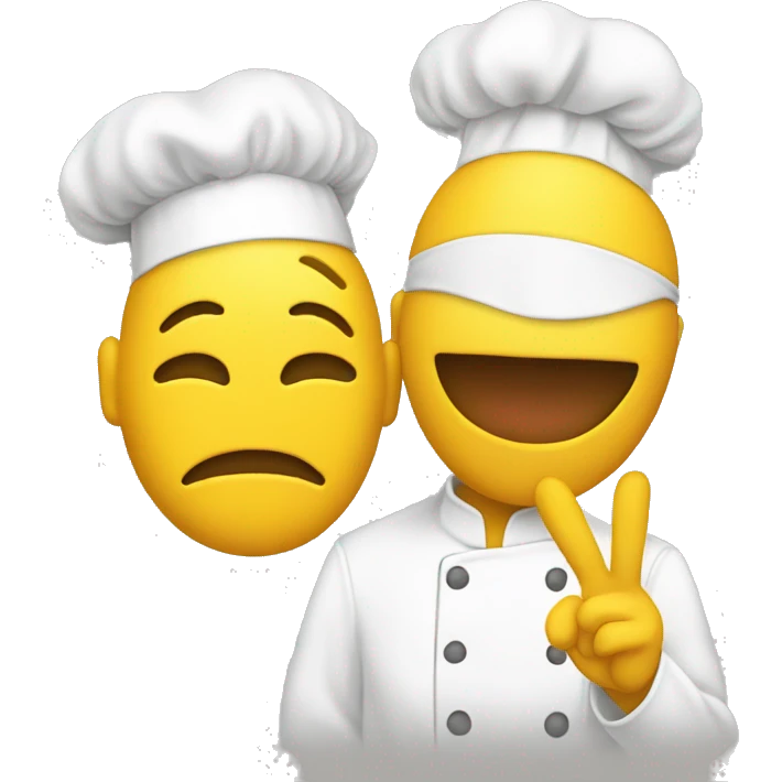Yellow face emoji with kiss and chef hands￼ emoji