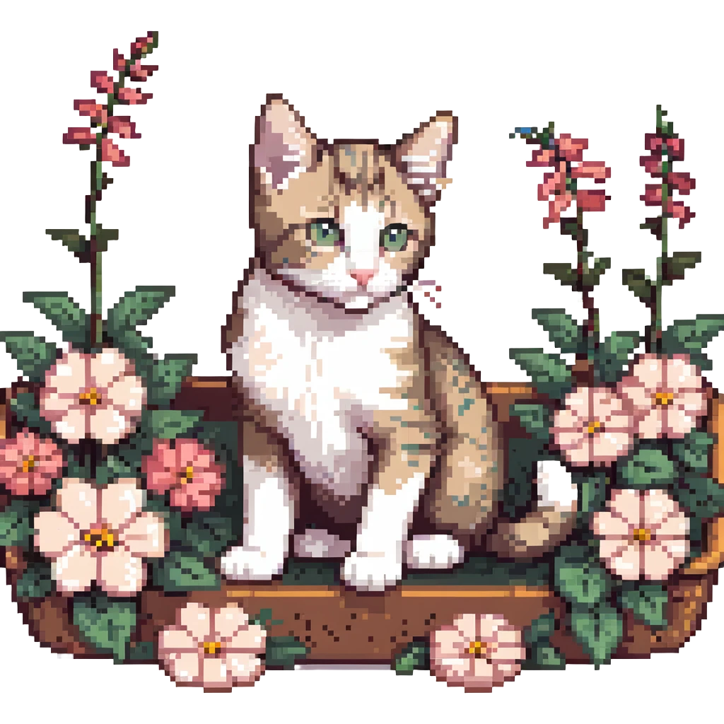 Kitten and flowers emoji