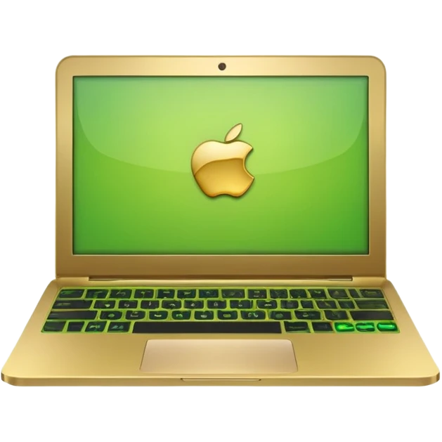 laptop without logotips in golden and green colours emoji