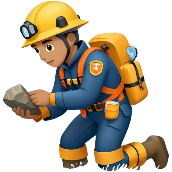 Marine geologists in rain gear collecting rock samples from ocean floor during stormy seas emoji