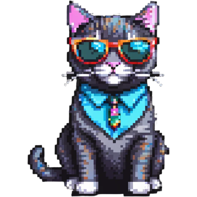 Cool cat wearing sunglasses, looking confident emoji