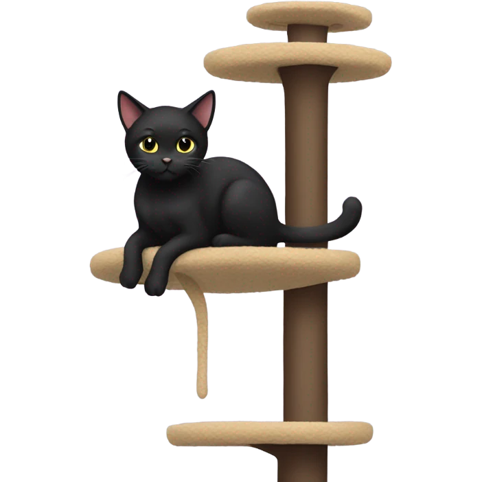 Black cat on a cat tree emoji