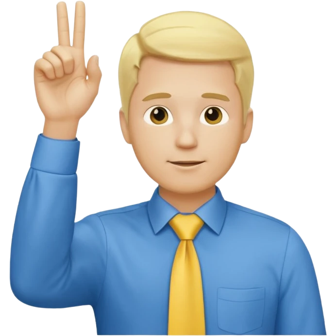 consulting man with hand with white skin and blonde hair with blue shirt and yellow tie emoji