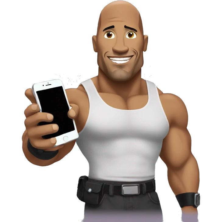 the rock holding a mobile phone emoji