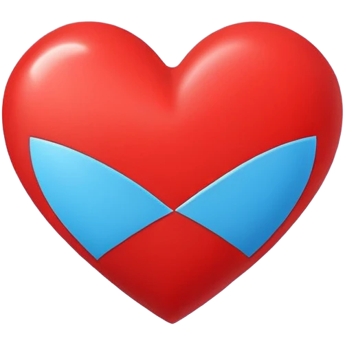  a bright red heart centered on a smooth blue background, minimalistic style, flat design, no text, looks clean and bold, emoji format.” emoji