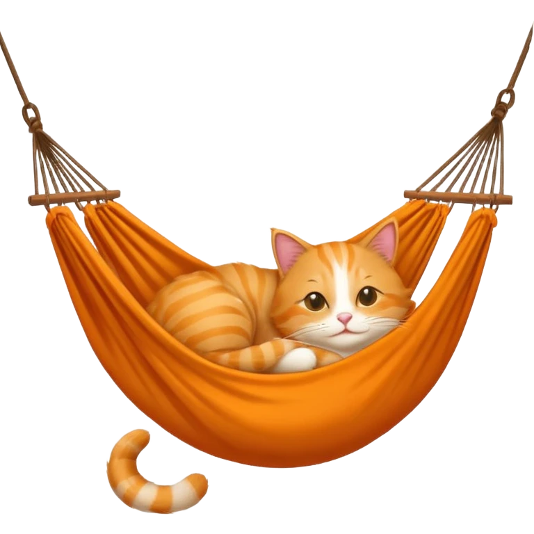 orange cat resting on a hammock, emoji style emoji