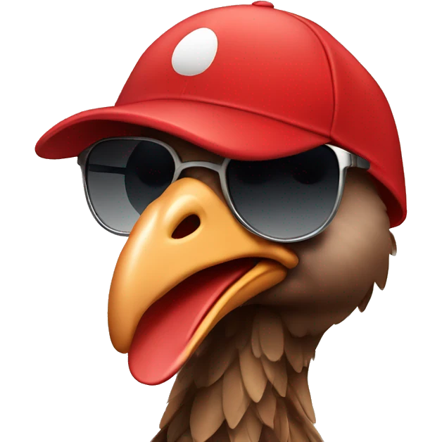 Turkey with red baseball hat and sunglasses emoji