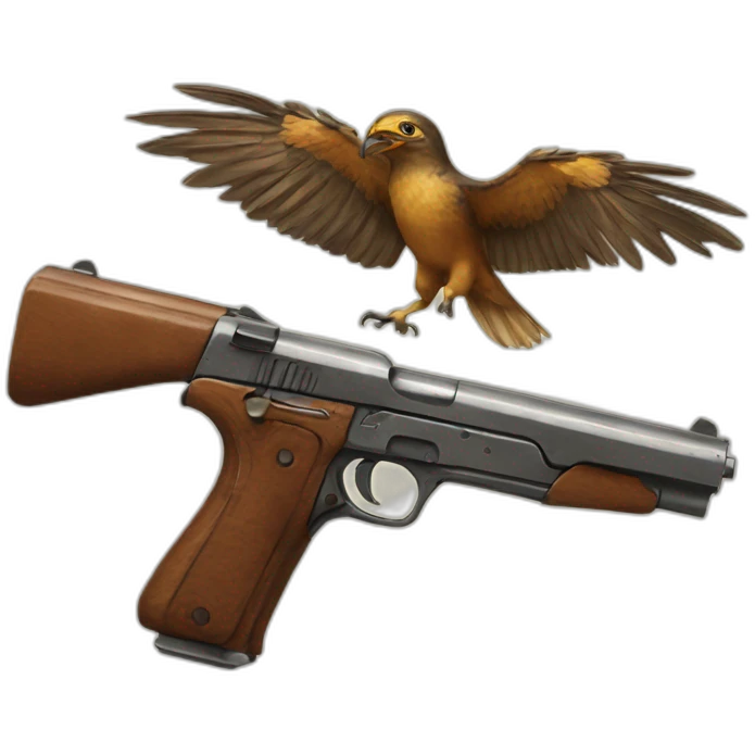 Una águila con antigas y pistola emoji