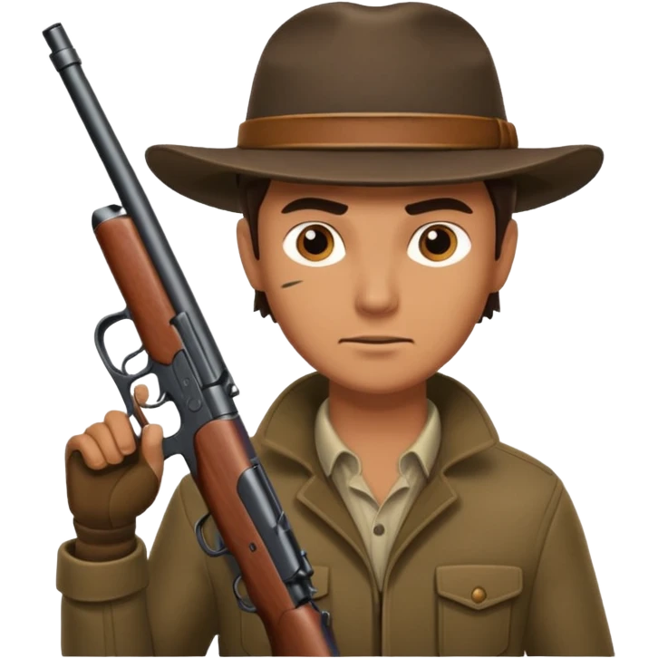 male hunter holding a gun, simple, clear expression emoji