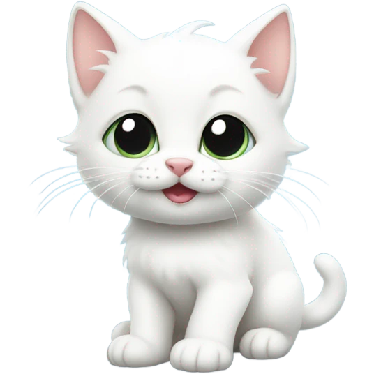 Cute White kitten sighing heavily with a little bubble coming out of its nose emoji