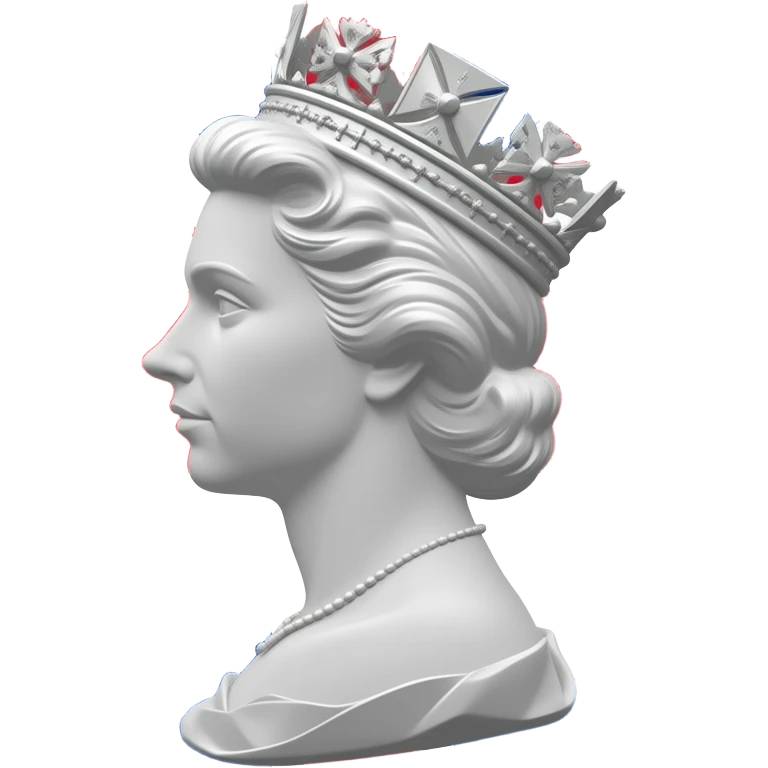 British postage stamp with royal silhouette in elegant red, blue, and white emoji