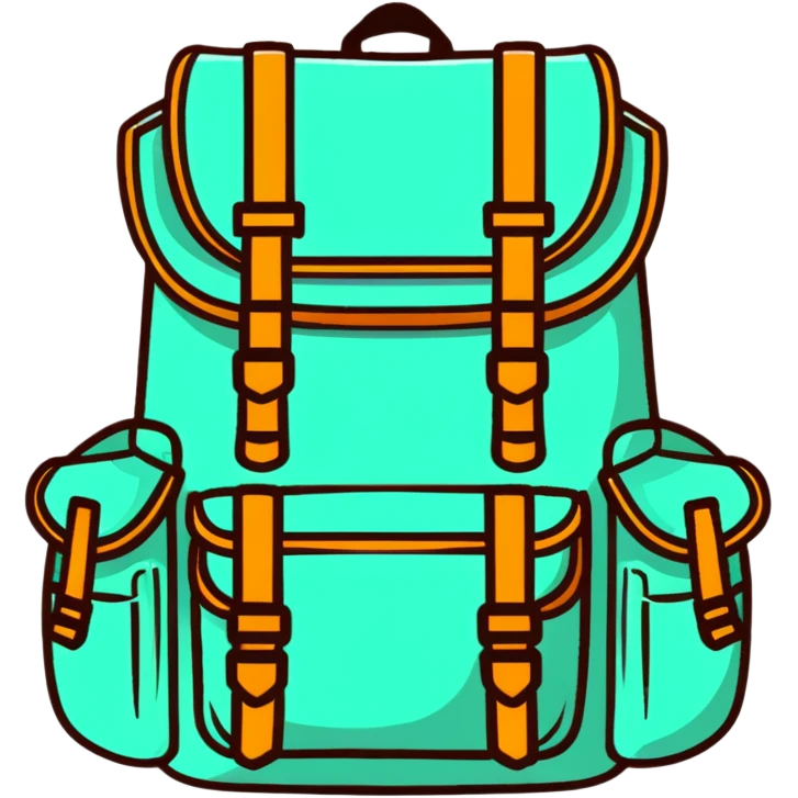 camping backpack with hiking gear emoji