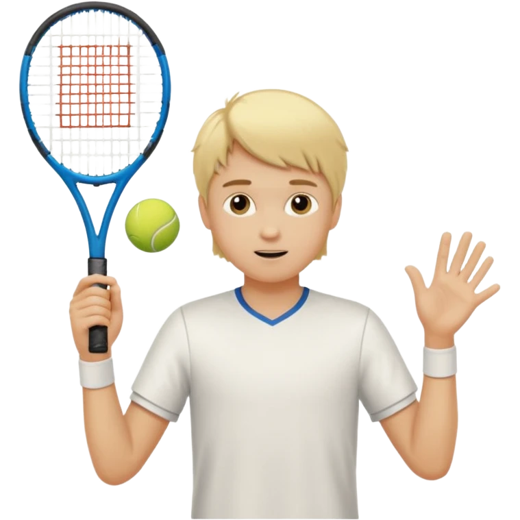 Chico  rubio bajo el sol jugando tenis emoji
