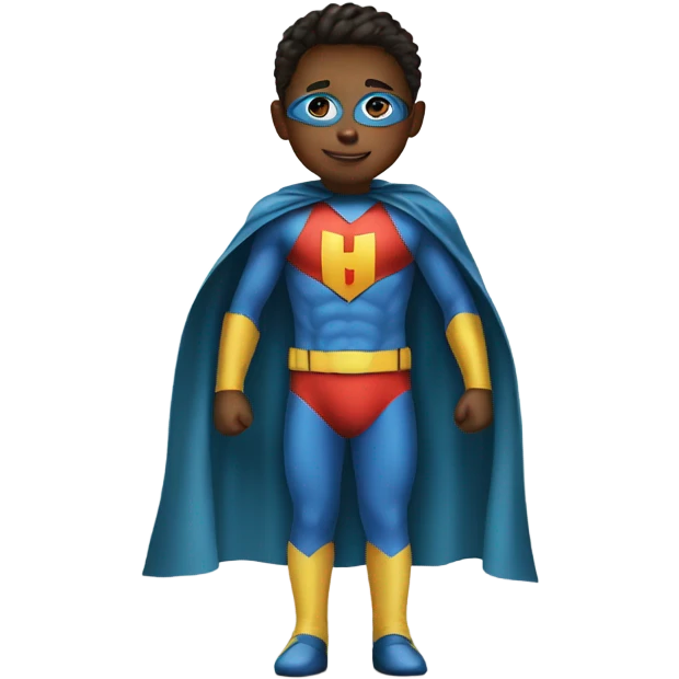 child wearing superhero costume emoji