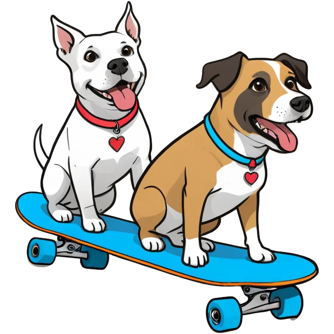 Three different dogs on skateboard  emoji