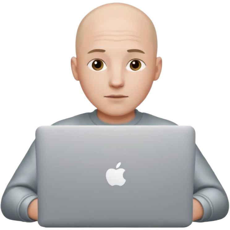 bald yong guy with macbook emoji
