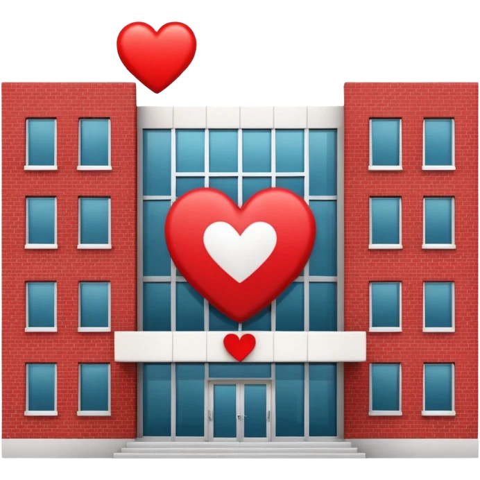 hospital building with a heart symbol emoji
