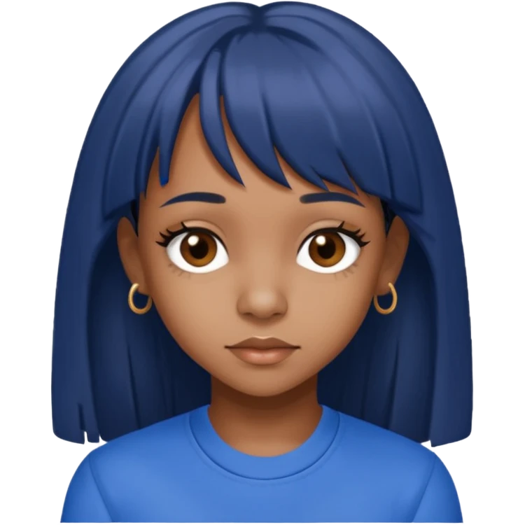Lisa Left Eye Lopes with dark brown long hair, brown eyes, blue outfit emoji
