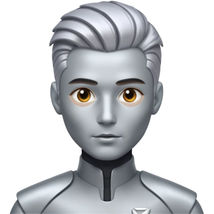 futuristic man with long metalic hair emoji