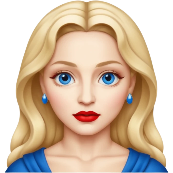 Madonna with blue eyes, red lip emoji