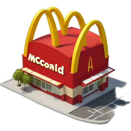 “McDonald’s store with the iconic golden arches, a red and yellow color scheme, and a simple, recognizable design that captures the essence of a fast food restaurant.” emoji